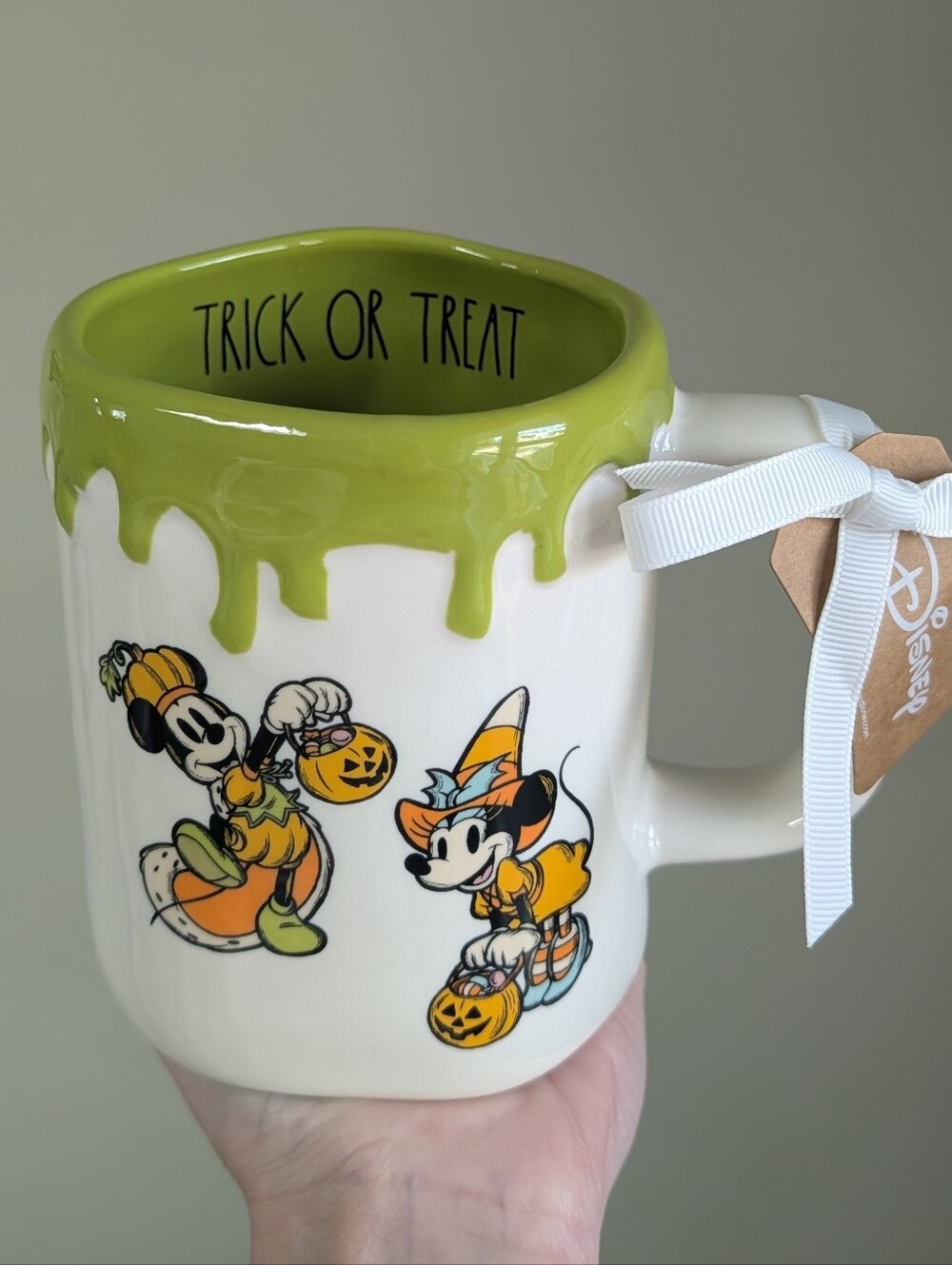 Rae Dunn x Disney TRICK OR TREAT Mickey+Minnie Mouse Halloween Mug, Slime Drip